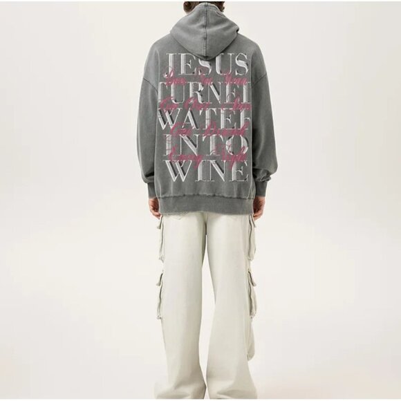 Saint Tears Oversized Hoodie Mouth Teeth Graphic Jesus Water Into Wine Large - Picture 2 of 11